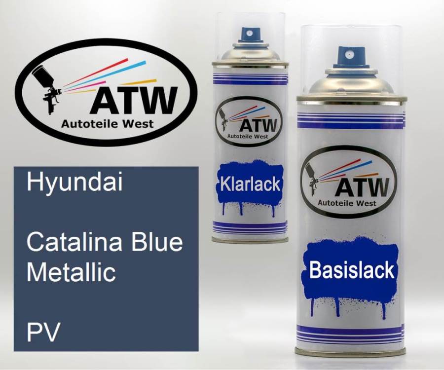 Hyundai, Catalina Blue Metallic, PV: 400ml Sprühdose + 400ml Klarlack - Set, von ATW Autoteile West.